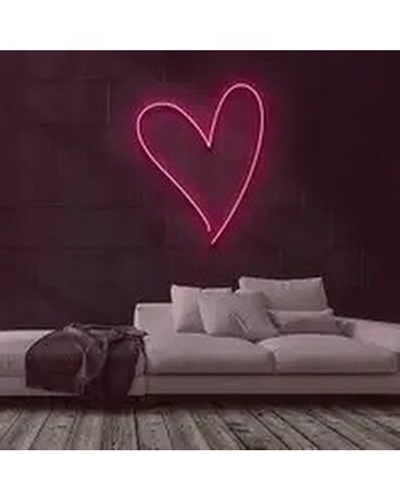 Neon Wall Mounted Heart Flower Arrangement