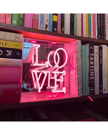 Acrylic Neon Love Sign Flower Arrangement
