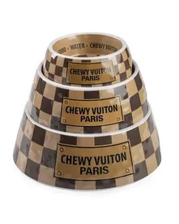Chewy Vuiton Dog Bowls Flower Arrangement