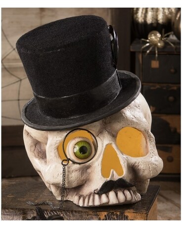 Bethany Lowe Mr Skeleton Skull Flower Arrangement