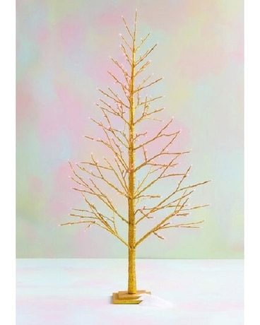 Glitterville 6 Foot Gold Tree with Pink Lights in Bellevue WA