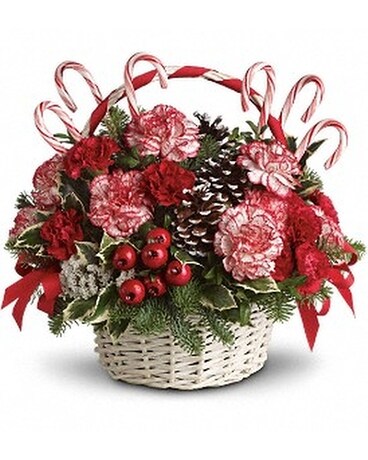 Candy Cane Christmas Flower Arrangement