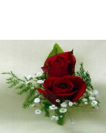 Double Red Sweetheart Rose Boutonniere