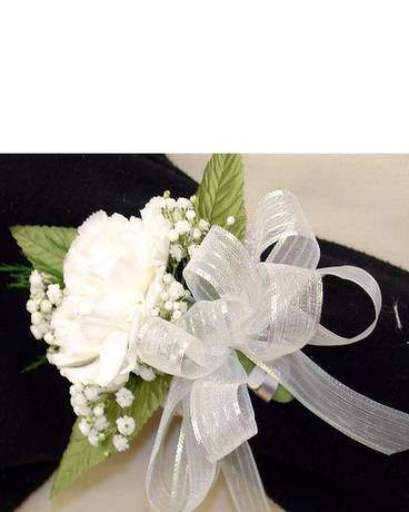 Single White Carnation Wrist Corsage