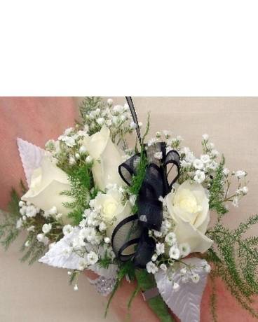 Quad White Sweetheart Rose Wrist Corsage