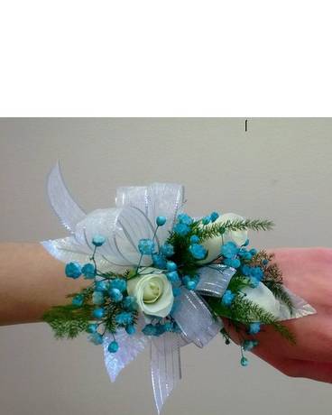 White Sweetheart Rose Corsage with Babys Breath