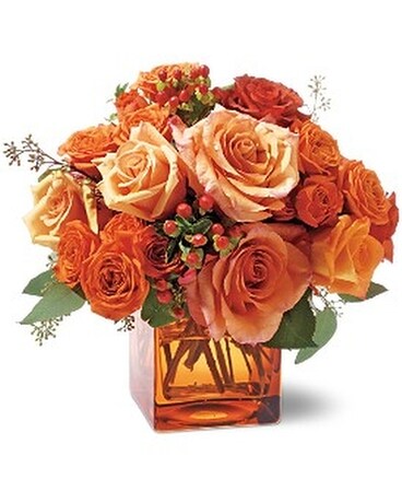 Teleflora's Orange Rose Mosaic - by Stamford Flori Flower Arrangement