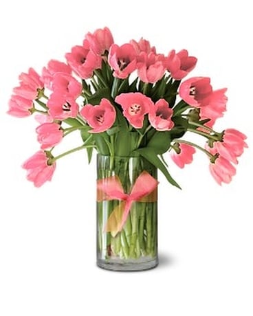 Precious Pink Tulips Flower Arrangement
