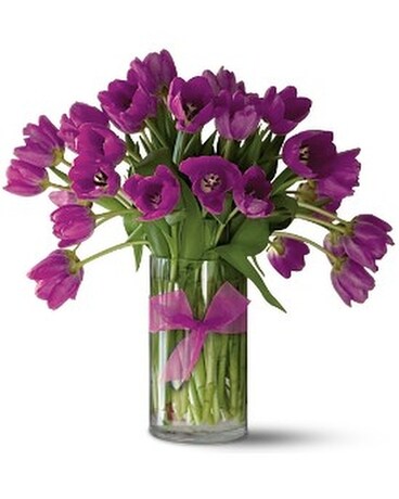 Passionate Purple Tulips Flower Arrangement