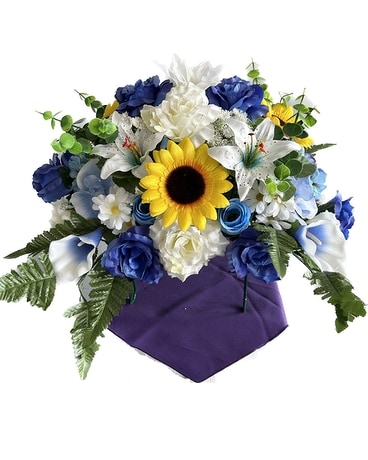 Beautiful Tribute - White Blue Sympathy Arrangement