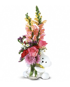 Teleflora's Bear Hug Bear with Pink Roses