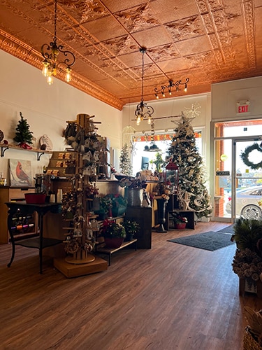 the inside of our store at Christmas time