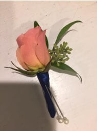 Salmon-colored Rose Boutonniere