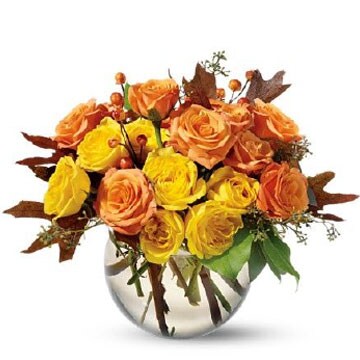 orange and yellow fall bubble bowl bouquet