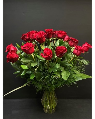 Two Dozen Roses in a Vase Flower Arrangement