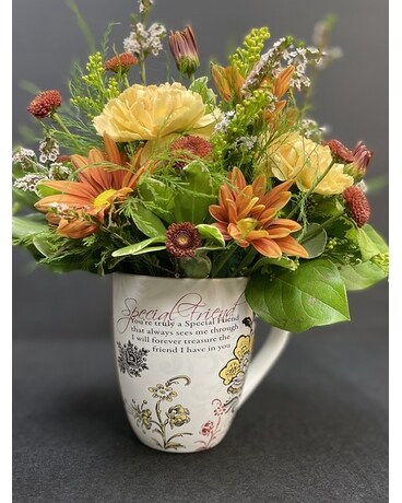 Special Friend Mug Arrangement Flower Arrangement