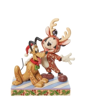 Jim Shore's Mickey Reindeer w/ Pluto Santa Gifts