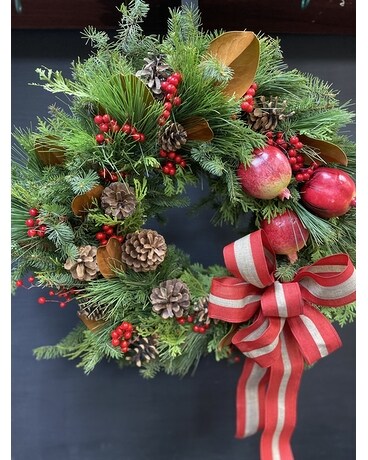 Fresh Wreath with Red & Natural Accents Wreath