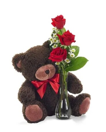 Roses and a Hug Flower Arrangement