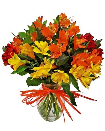 Bright and Beautiful Alstros in vase Flower Arrangement