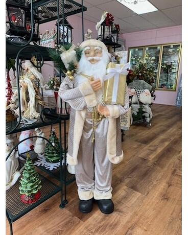 Gold and White Santa Flower Arrangement