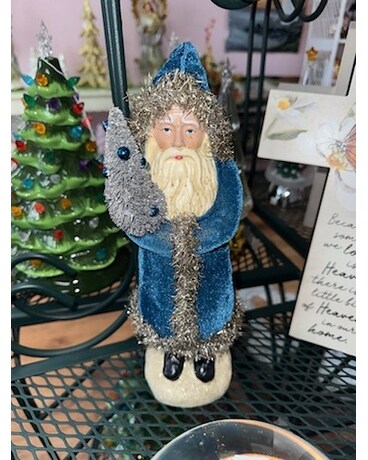 Blue Velvet Santa Flower Arrangement