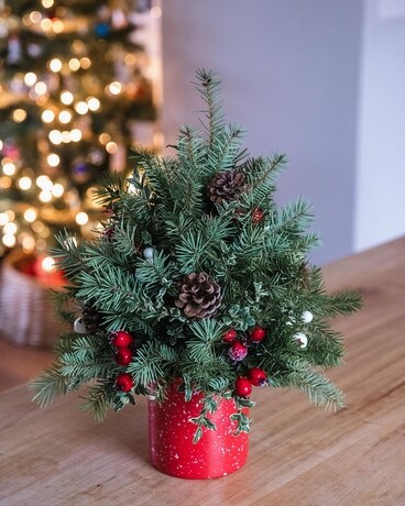 Merry Little Christmas Tree Flower Arrangement