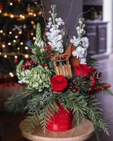 Holiday Fireside Flower Arrangement