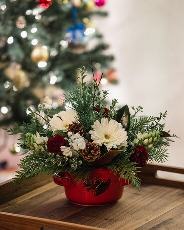 Rustic Stoneware Holiday Arrangement Flower Arrangement