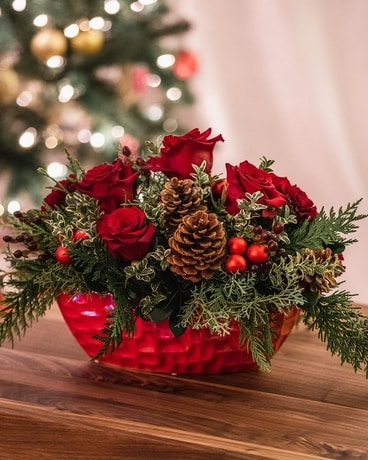 Red Shimmer Flower Arrangement