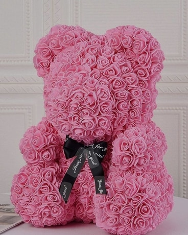 Large Pink Rose Bear in Denville NJ - Flowers by CandleLite