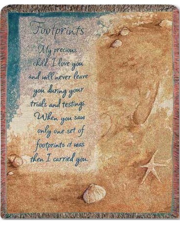 Footprints in the Sand Tapestry Afghan Gifts