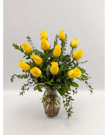 Standard One Dozen Roses - Yellow Flower Arrangement