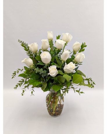 Standard One Dozen Roses - White Flower Arrangement