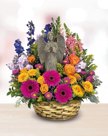 Peaceful Prayers Flower Basket Flower Arrangement