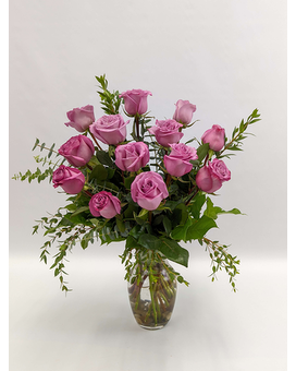 Standard One Dozen Roses - Lavender Flower Arrangement