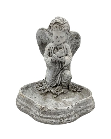 Cherub Kneeling at the Pond Flower Arrangement
