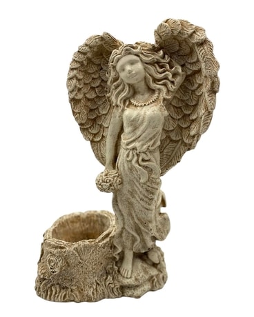 Angel Holding a Nosegay Flower Arrangement