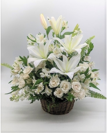 White Lilies At Sea Flower Arrangement in Cedar Falls, IA - Bancroft's  Flowers & Greenhouses