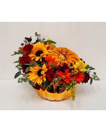 Copper Pumpkin Flower Arrangement