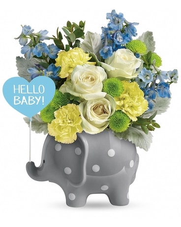 Teleflora's Hello Sweet Baby - Blue Flower Arrangement