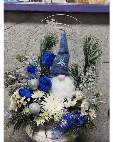 Winter Gnome Flower Arrangement