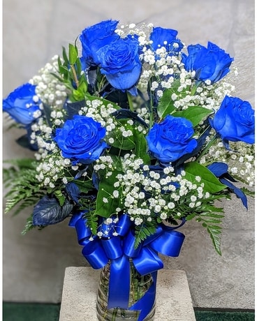Dozen Blue Roses Flower Arrangement