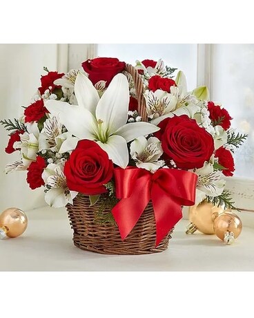 Fields of Europe Christmas Basket Flower Arrangement
