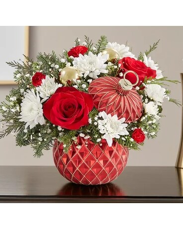 Sparkling Holiday Ornament Flower Arrangement