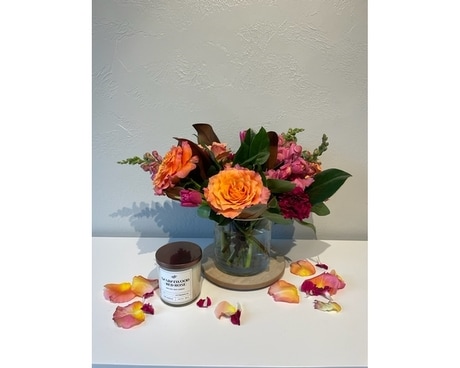 Custom Arrangement and Candle Bundle Flower Arrangement