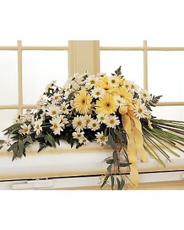 Drop of Sunshine Casket Spray Flower Arrangement