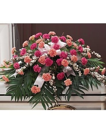 Delicate Pink Casket Spray Flower Arrangement