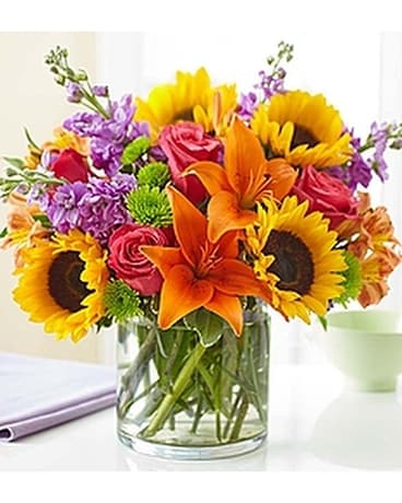 Contemporary Cylinder Vase Flower Arrangement