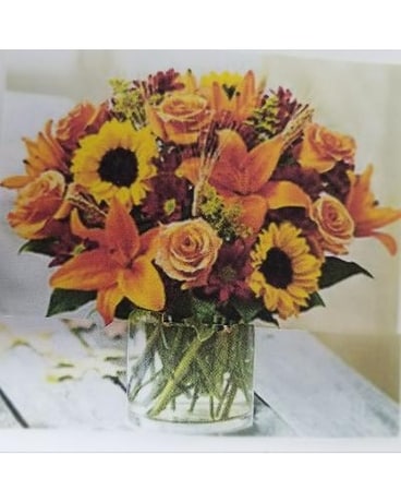 Contemporary Harvest Cylinder Flower Arrangement